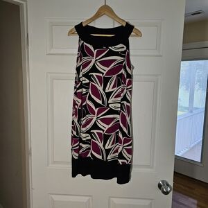 Tiana B women's Black and Pink Leaf Print Dress Size L